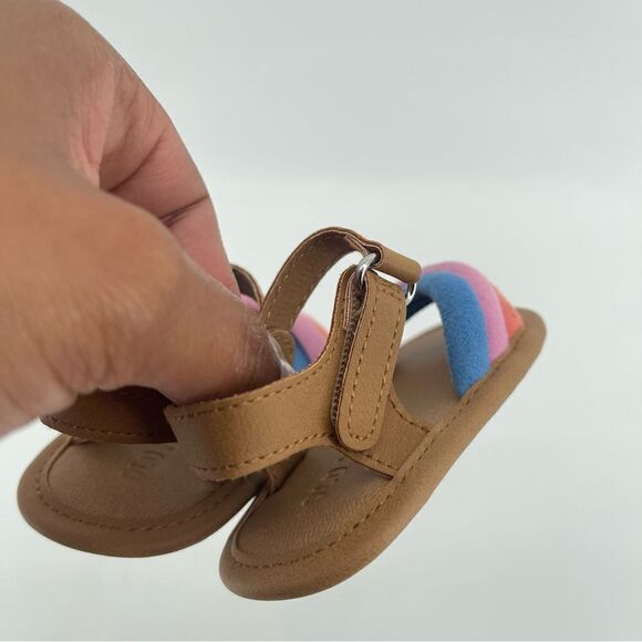 Old Navy Baby Girl’s Gradiant Rainbow Strappy Mixed Material Sandals 3 Months - Picture 9 of 14